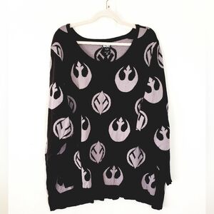 Torrid Sweater Black Pullover Long Sleeve Star Wars Logo Sith Rebel Alliance